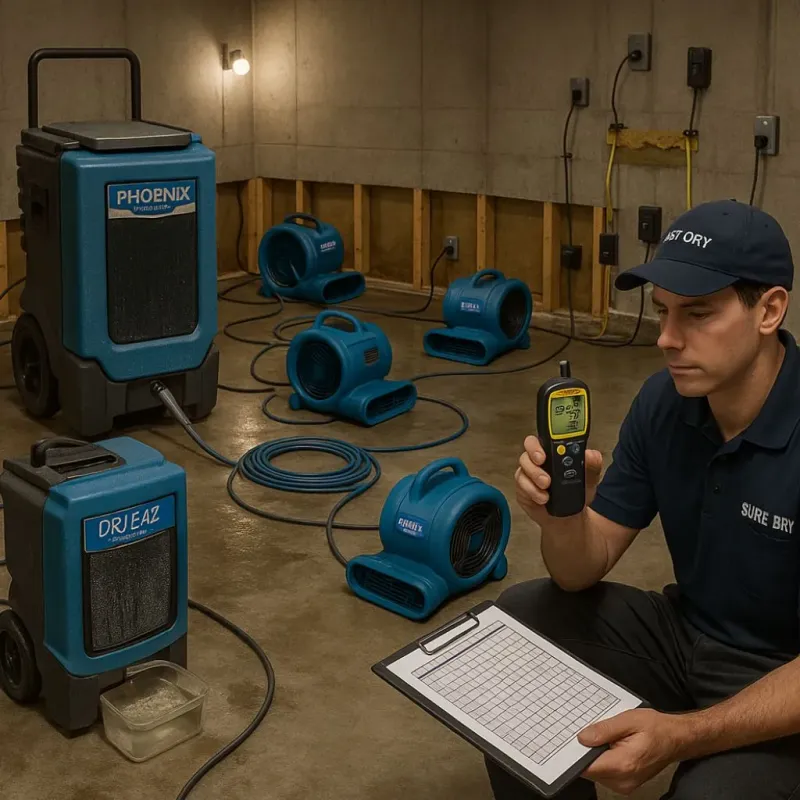 Structural Drying and Dehumidification process in West Columbia, SC